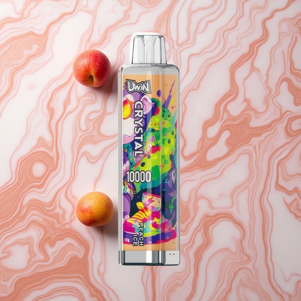 UWIN Crystal 10000 Puffs Persiku Ledus ar RGB gaismu un Latvija vape