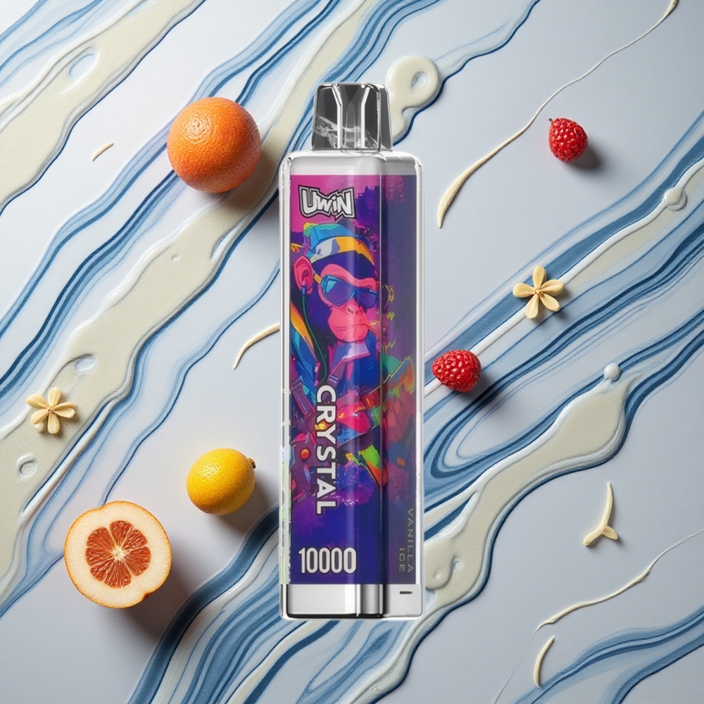 UWIN Crystal 10000 Puffs Vanilā Saldējums RGB Gaismas Latvija vape