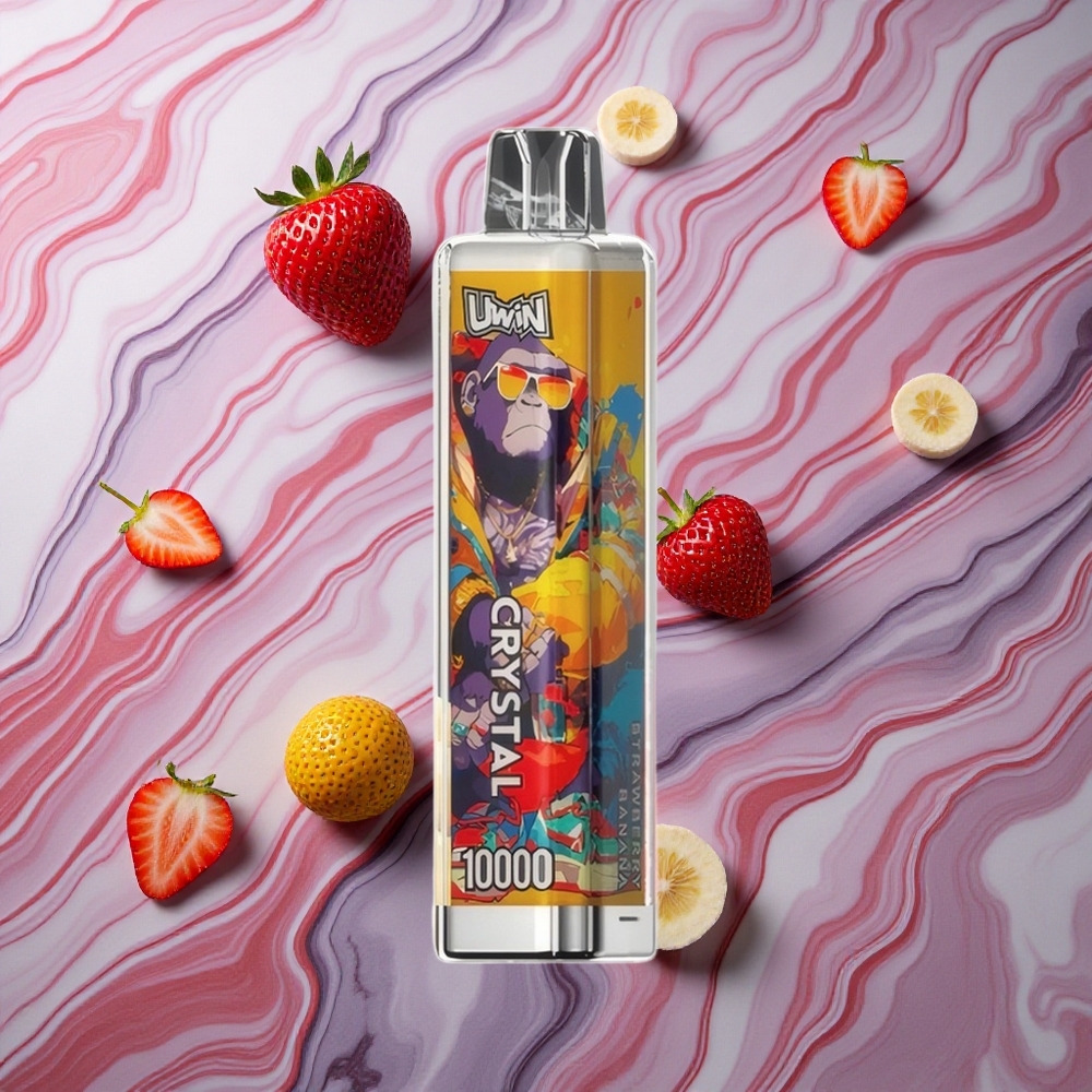 UWIN Crystal 10000 Puffs Zemeņu Banāns RGB Gaismas Latvija vape