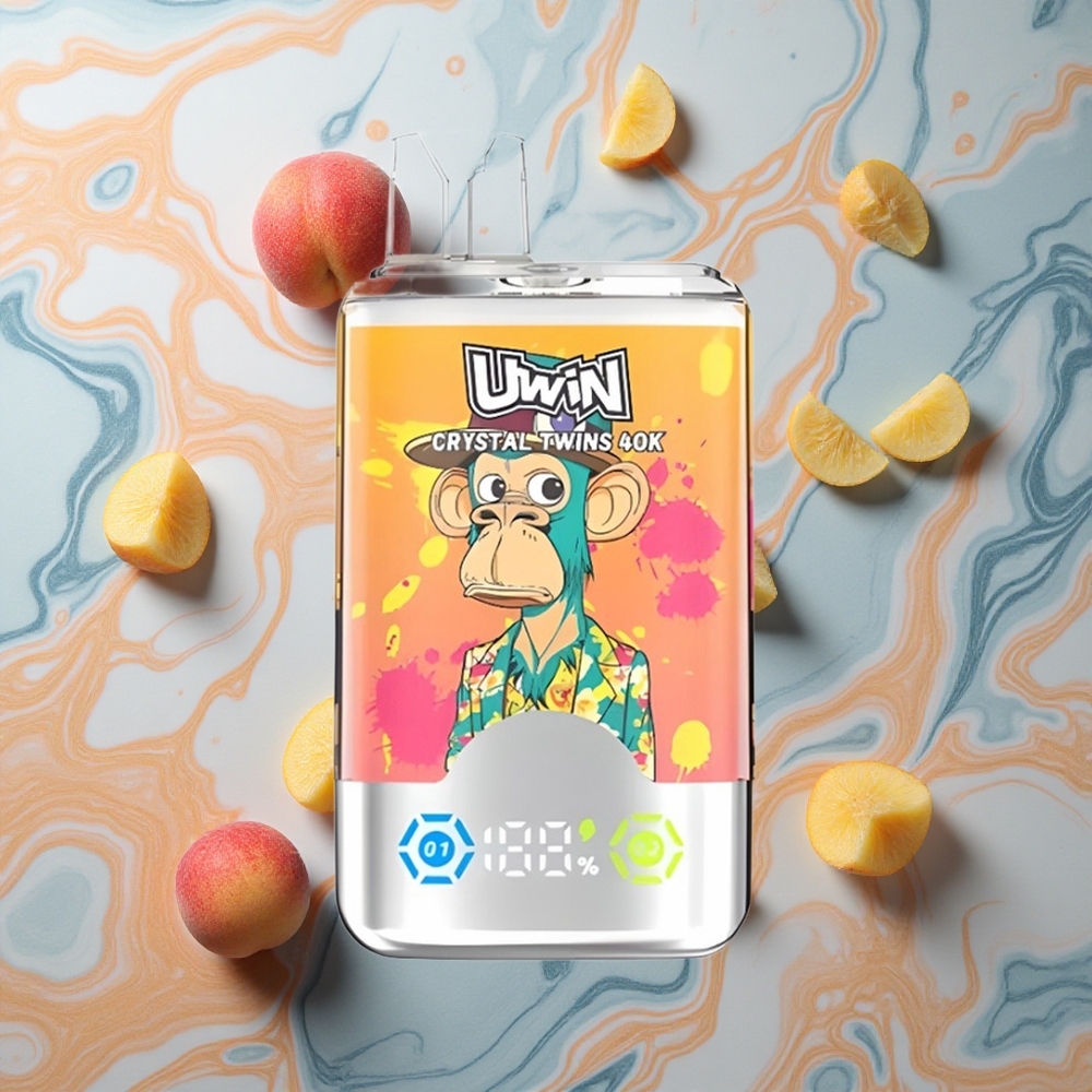 UWIN Crystal Twins 40000 Puffs 32ml Dzidrais & Uzlādējams 850mAh Persiku Mango Ananāsu Red Bull Latvija vape