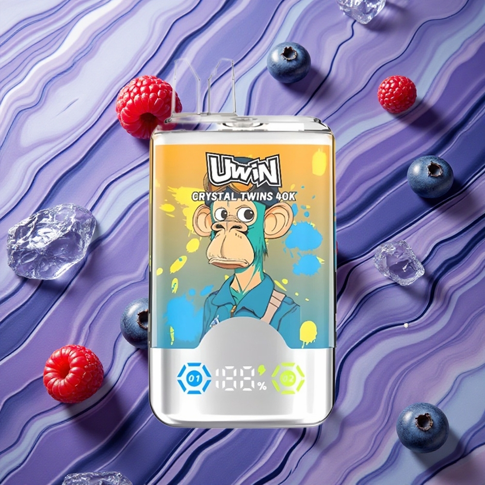 UWIN Crystal Twins 40000 Puffs 32ml E-šķidrums Zilene Aveņu Latvija vape