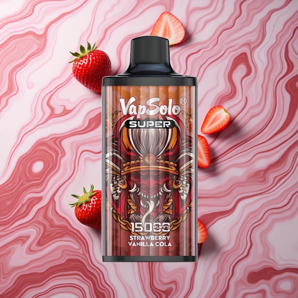 Vapsolo Super 15000 Puffs 40ml Zemeņu Vaniļas Kola Latvija vape
