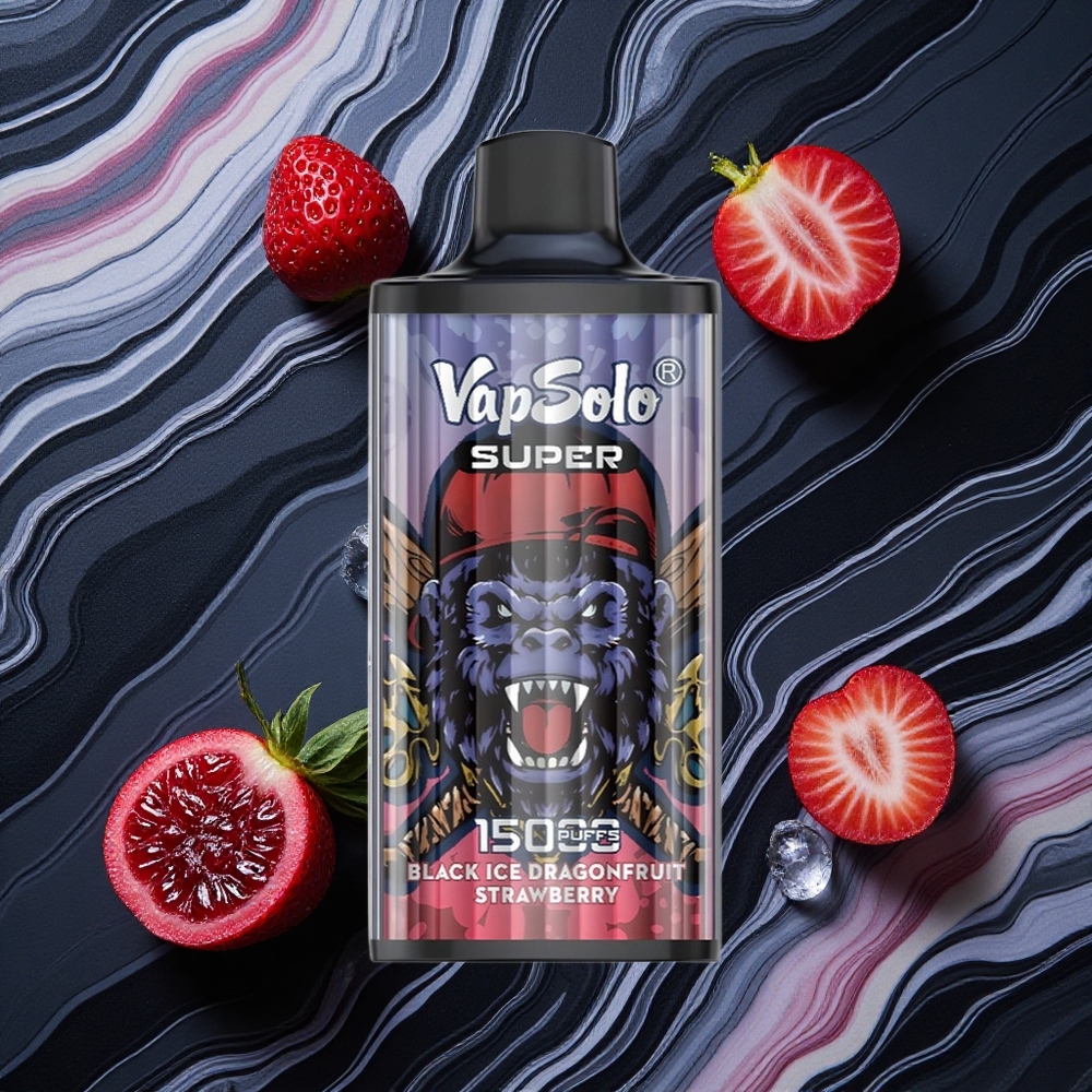 Vapsolo Super 15000 Puffs Melnā ledus draņģene-zemeņu ar 40ml e-šķidruma un 850mah Latvija vape
