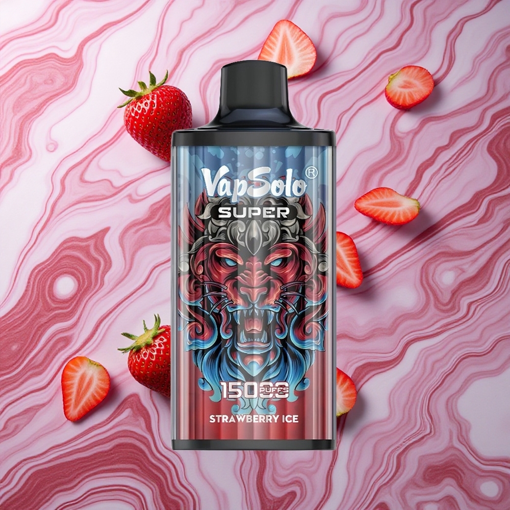 Vapsolo Super 15000 puffs Zemeņu ledus 40ml 850mah Latvija vape