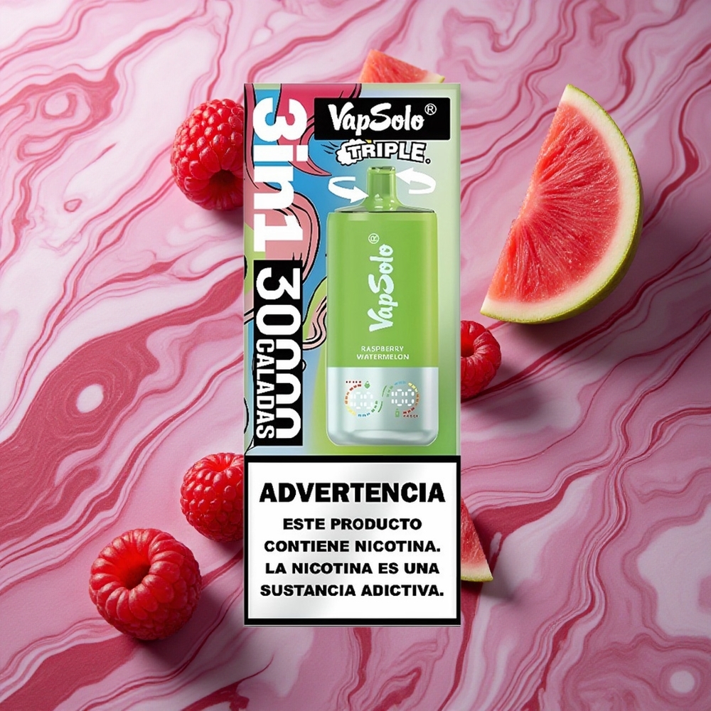 VapSolo Triple 30000 Puffs Aveņu Arbūzs 40ml E-Likvīds Latvija vape