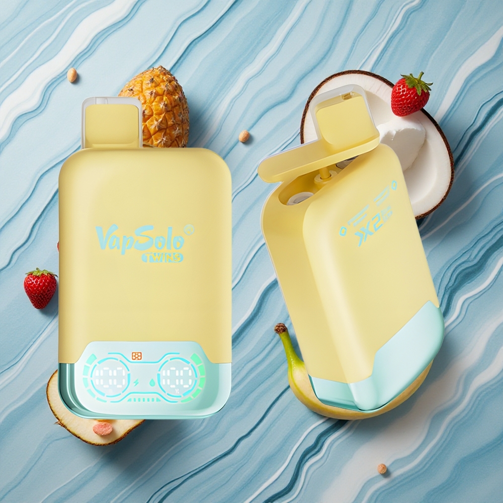 Vapsolo Twins 20000 Puffs 40 ml Ananāsu Kokosrieksts & Zemeņu Banāns Latvija vape