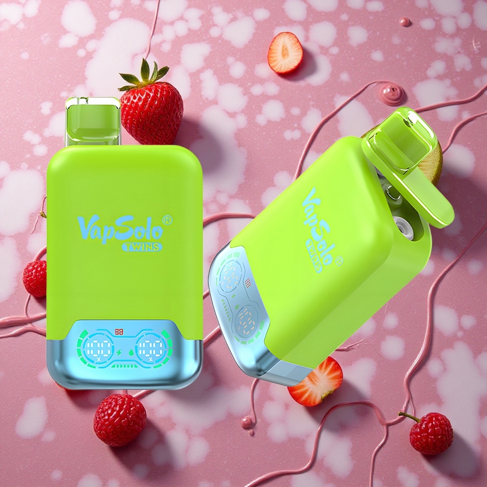 Vapsolo Twins 20000 Puffs 40 ml Zemeņu Kiwi & Zemeņu Aveņu Kiršu Ledus Latvija vape