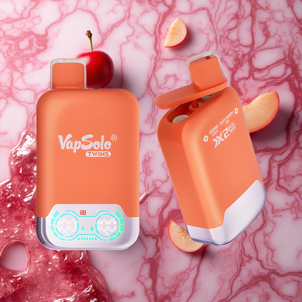 Vapsolo Twins 20000 Puffs Kiršu Kola & Sulu Peaches Ledus Latvija vape