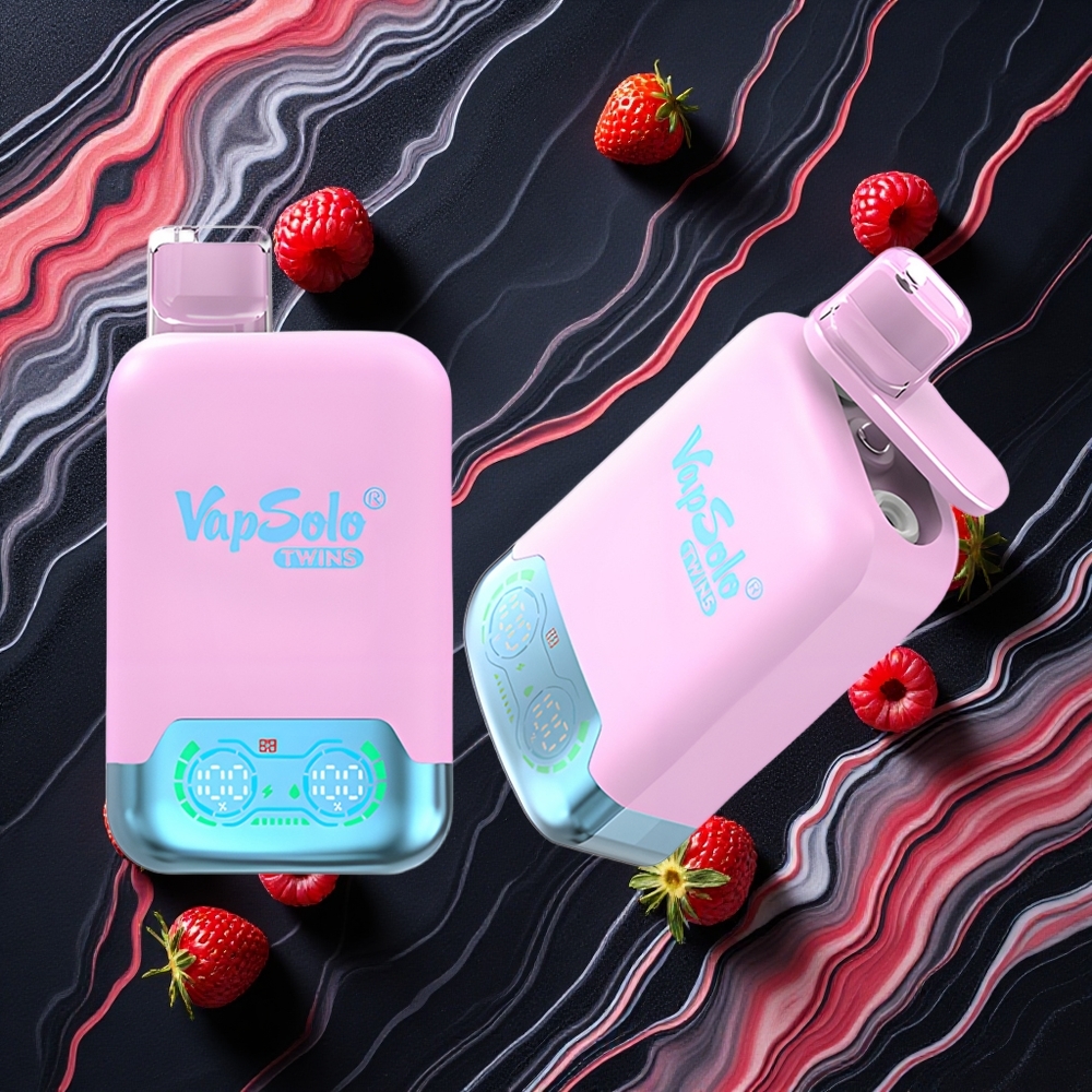 Vapsolo Twins 20000 Puffs Melnā Ledus Dārgene Zemeņu & Aveņu Arbūzs 40ml Type-C Latvija vape