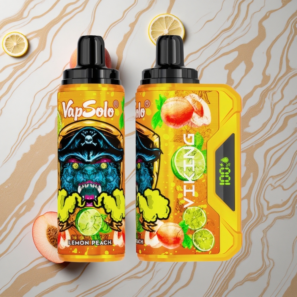 VapSolo VIKING 12000 Puffs Izmērītājs Citrons Persiks 22ml Latvija vape