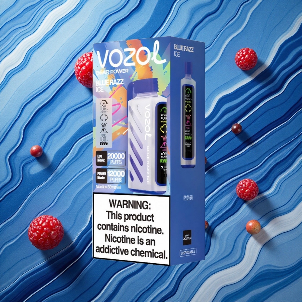 VOZOL Gear Power 20000 Puffs 20mL Zilā Aveņu Ledus Latvija vape
