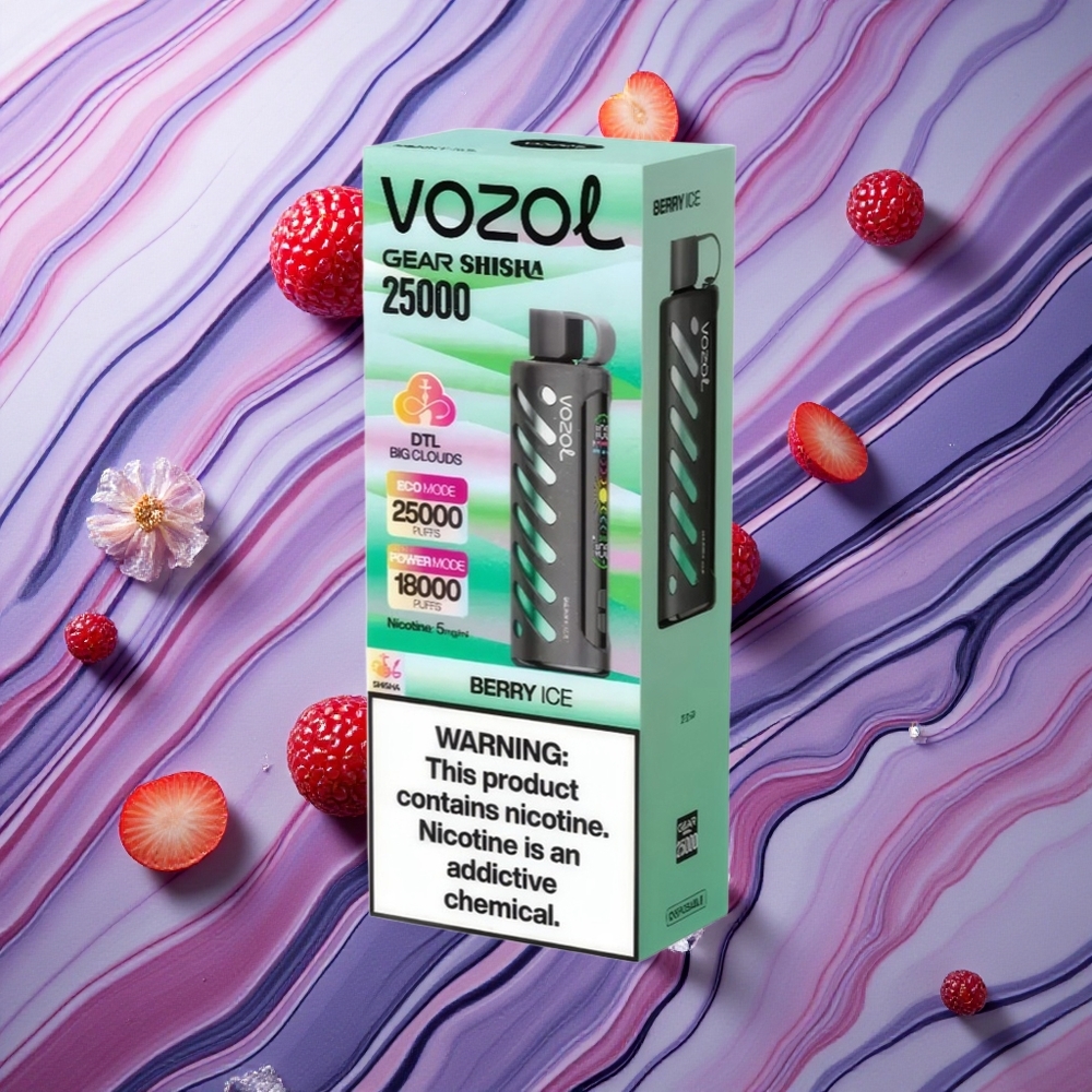 VOZOL Gear Shisha 25000 Puffs 5mg/ml Nikotīna Berry Ledus Latvija vape