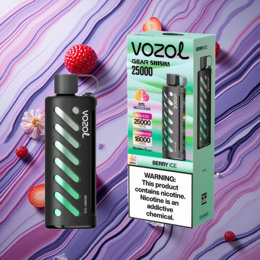 VOZOL Gear Shisha 25000 Puffs 5mg/ml Nikotīna Berry Ledus Latvija vape