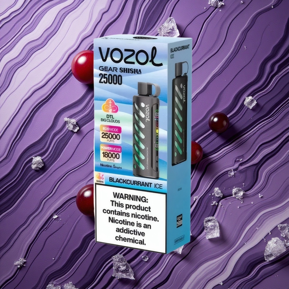 VOZOL Gear Shisha 25000 Puffs Melnais upene Ledus Latvija vape S.i.L.C Tech