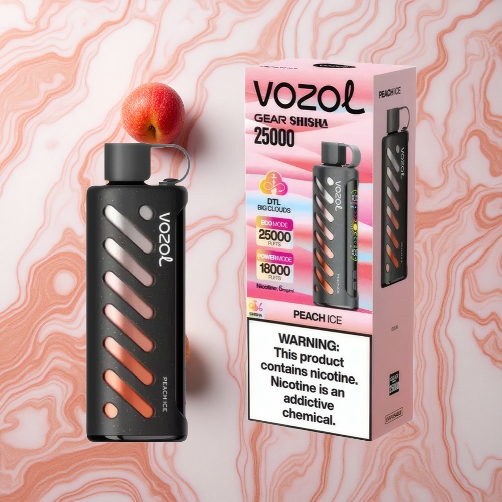 VOZOL Gear Shisha 25000 Puffs Persiku Ledus Latvija vape S.i.L.C Tech