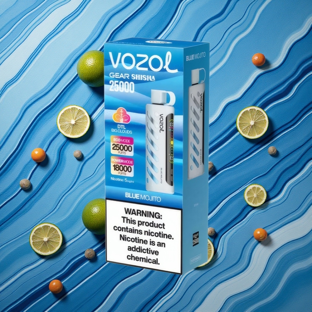 VOZOL Gear Shisha 25000 Puffs Zilā Mojito S.i.L.C Tech Latvija vape