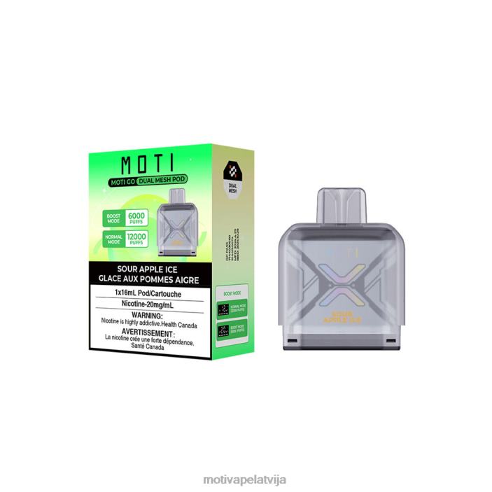 MOTI Go Pro vienreizējās lietošanas pāksts 628D088 MOTI vape disposable latvija skābo ābolu ledus