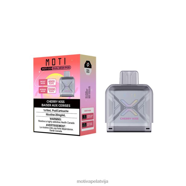 MOTI Go Pro vienreizējās lietošanas pāksts 628D096 MOTI vape review ķiršu skūpsts
