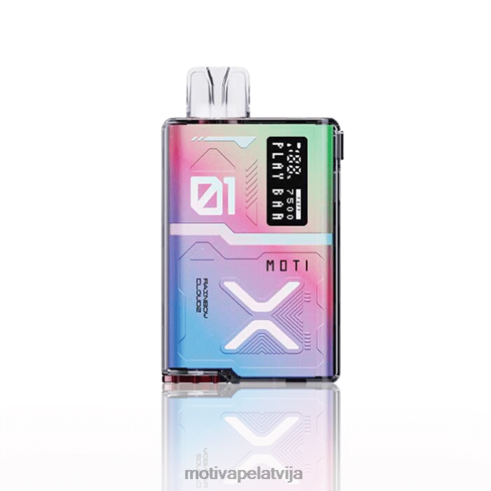 MOTI Play Bar 7500 vienreizējās lietošanas vape (5%, 7500 uzpūtienu) 628D057 MOTI vape near me varavīksnes mākonis