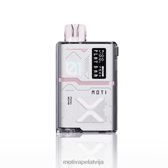 MOTI Play Bar 7500 vienreizējās lietošanas vape (5%, 7500 uzpūtienu) 628D058 MOTI vape disposable latvija rozā bumba
