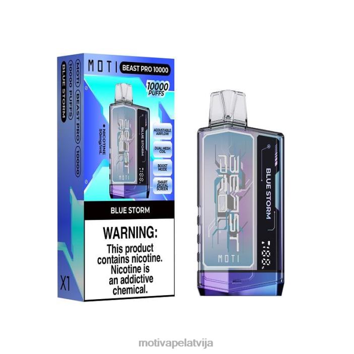 MOTI Beast Pro vienreizējās lietošanas vape (5%, 10000 uzpūtienu) 628D038 MOTI vape disposable latvija zila vētra