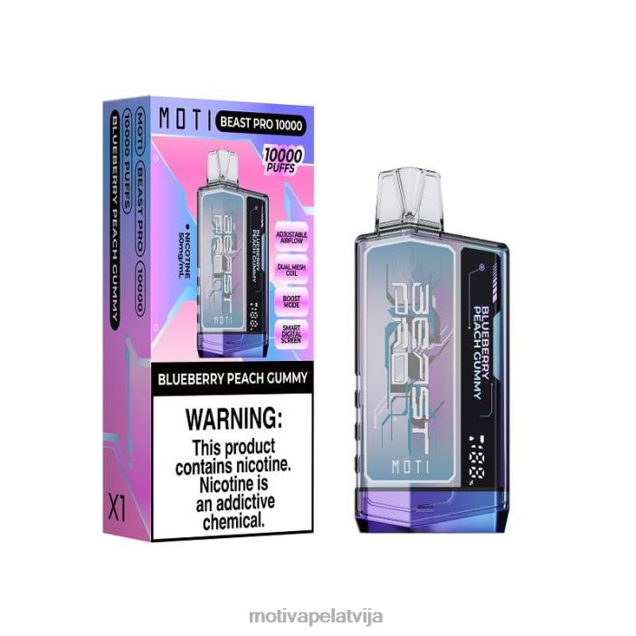 MOTI Beast Pro vienreizējās lietošanas vape (5%, 10000 uzpūtienu) 628D039 MOTI vape flavors latvija melleņu persiku gumijas