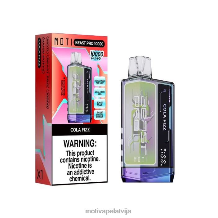 MOTI Beast Pro vienreizējās lietošanas vape (5%, 10000 uzpūtienu) 628D042 MOTI vape riga kolas putojošs