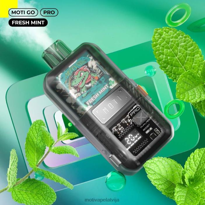 MOTI Go Pro vienreizējās lietošanas tvaiki (5%, 12000 uzpūtienu) 628D016 MOTI vape review svaiga piparmētra