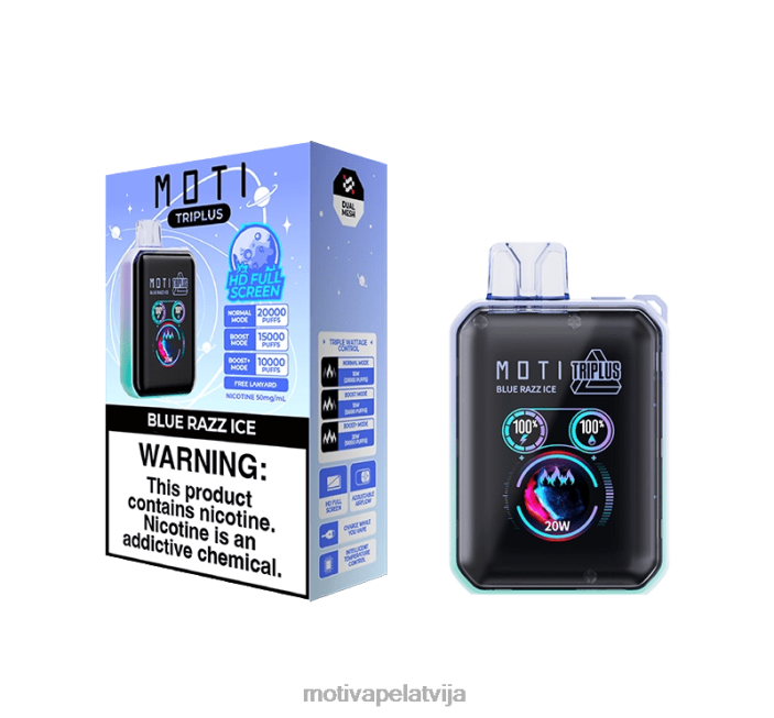MOTI Triplus 20 000 vienreizējās lietošanas tvaiku (5%, 20 000 uzpūtienu) 628D05 MOTI vape pods maiami piparmētra