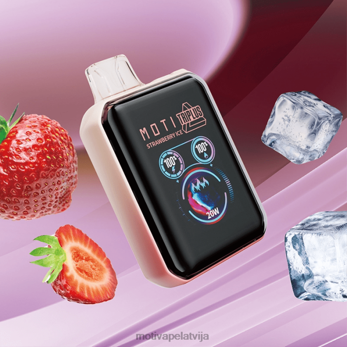 MOTI Triplus 20 000 vienreizējās lietošanas tvaiku (5%, 20 000 uzpūtienu) 628D09 MOTI vape flavors latvija zemeņu ledus